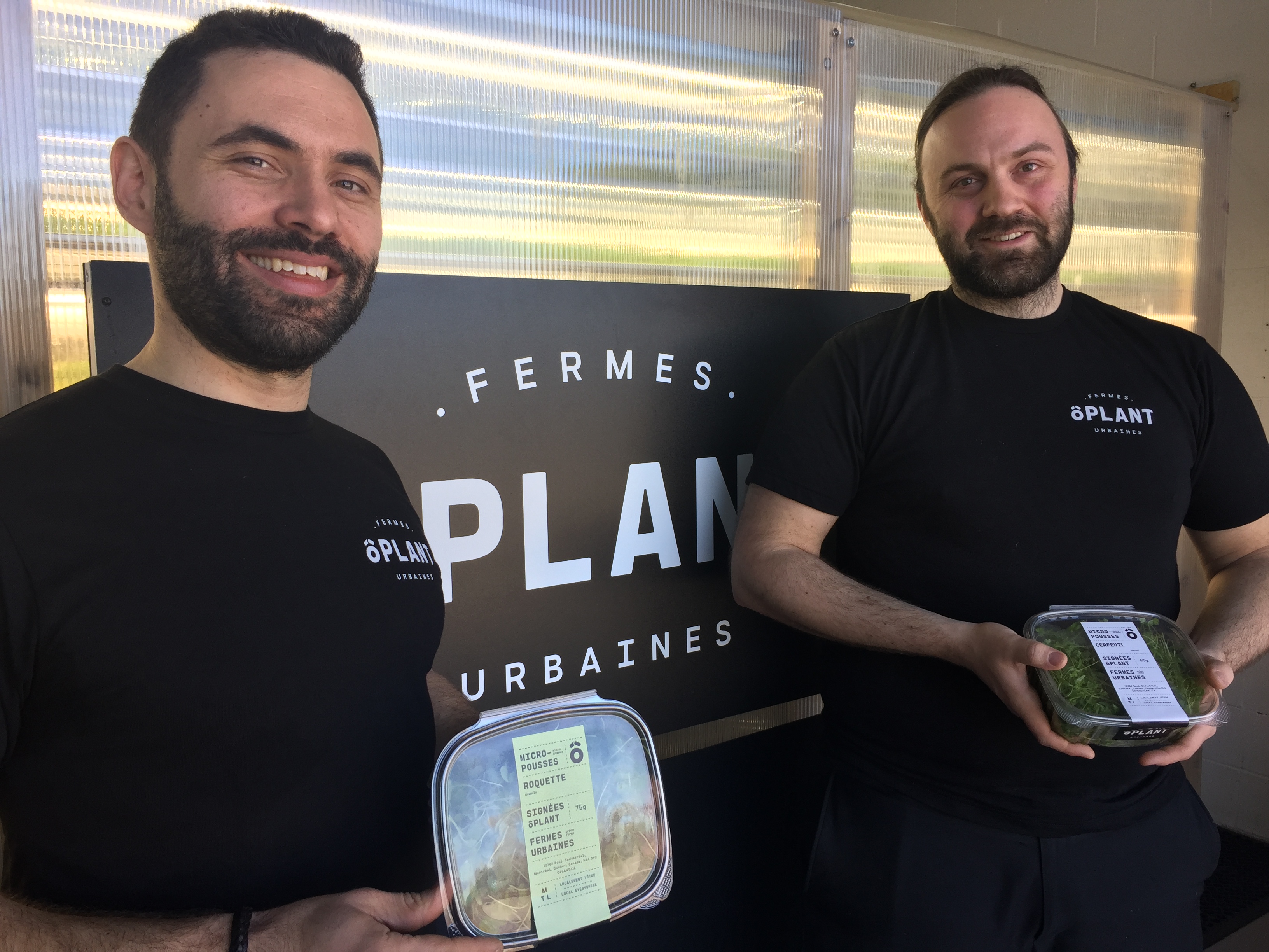 Guillaume Salvas (gauche) et Jérôme Fournier, fondateur et directeur recherche et développement d'Ôplant, en avril 2017.