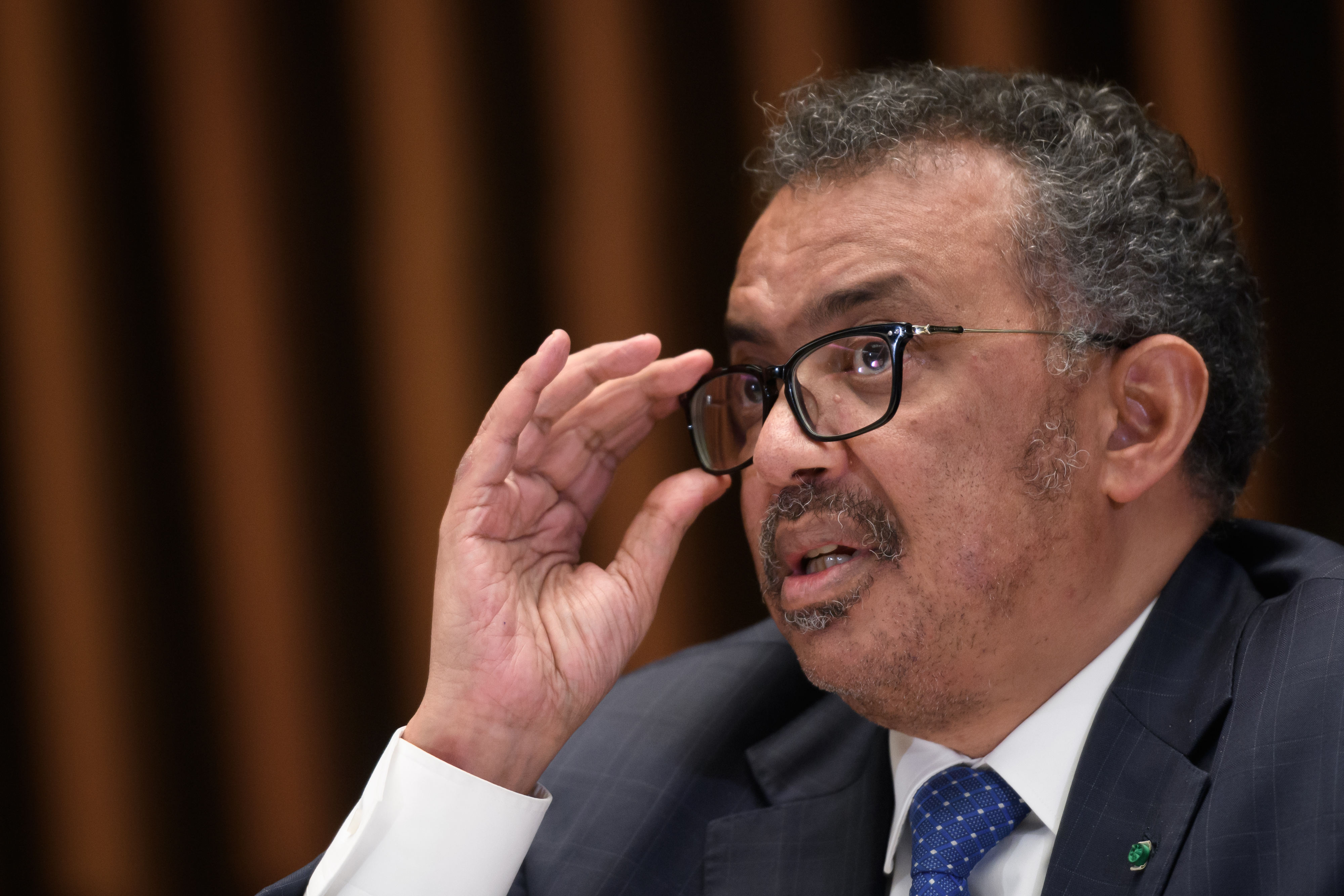 Le directeur général de l'Organisation mondiale de la santé (OMS), Tedros Adhanom Ghebreyesus, lors d'un point de presse sur l'épidémie de coronavirus