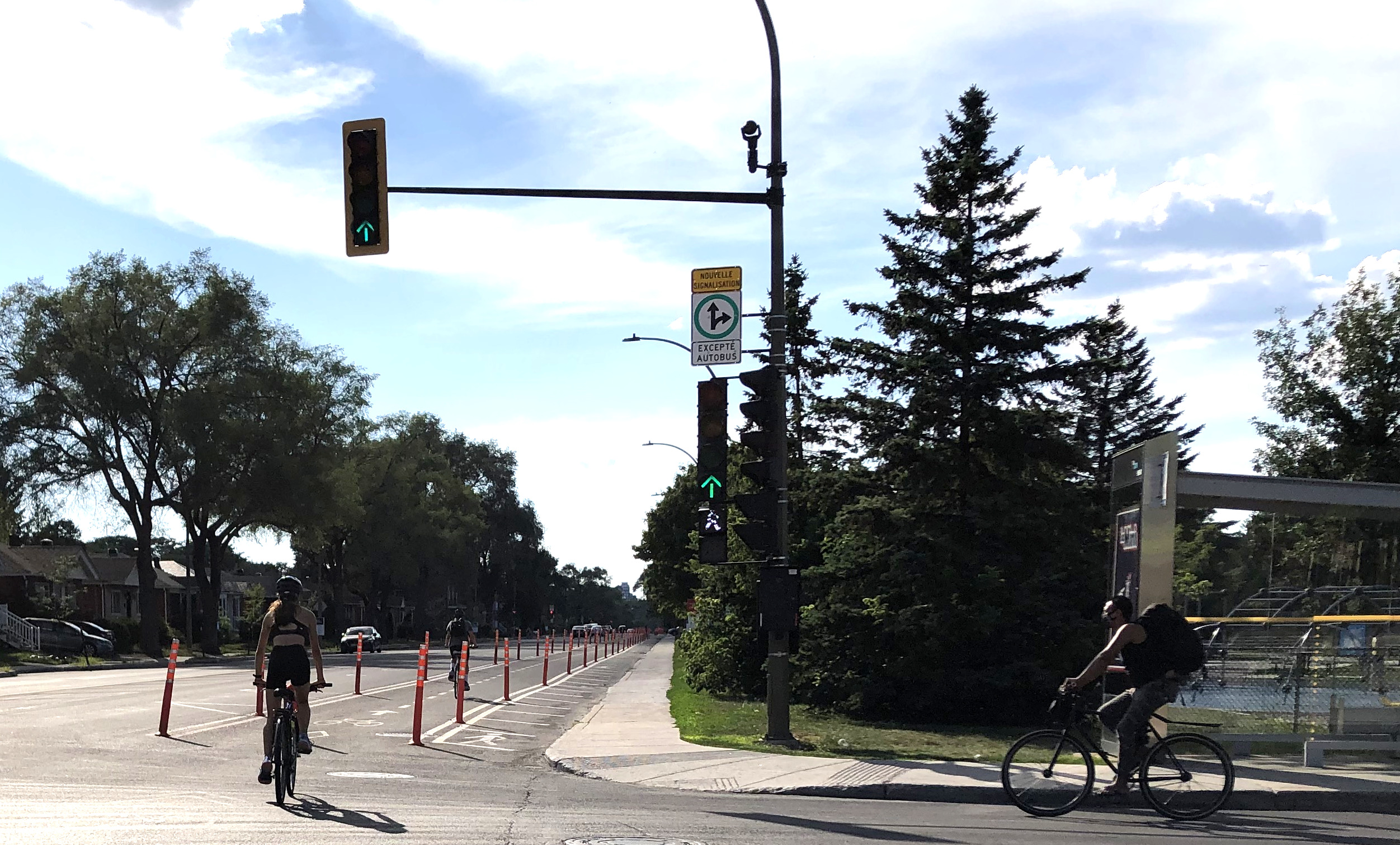 Une des pistes cyclables mise en place cet été