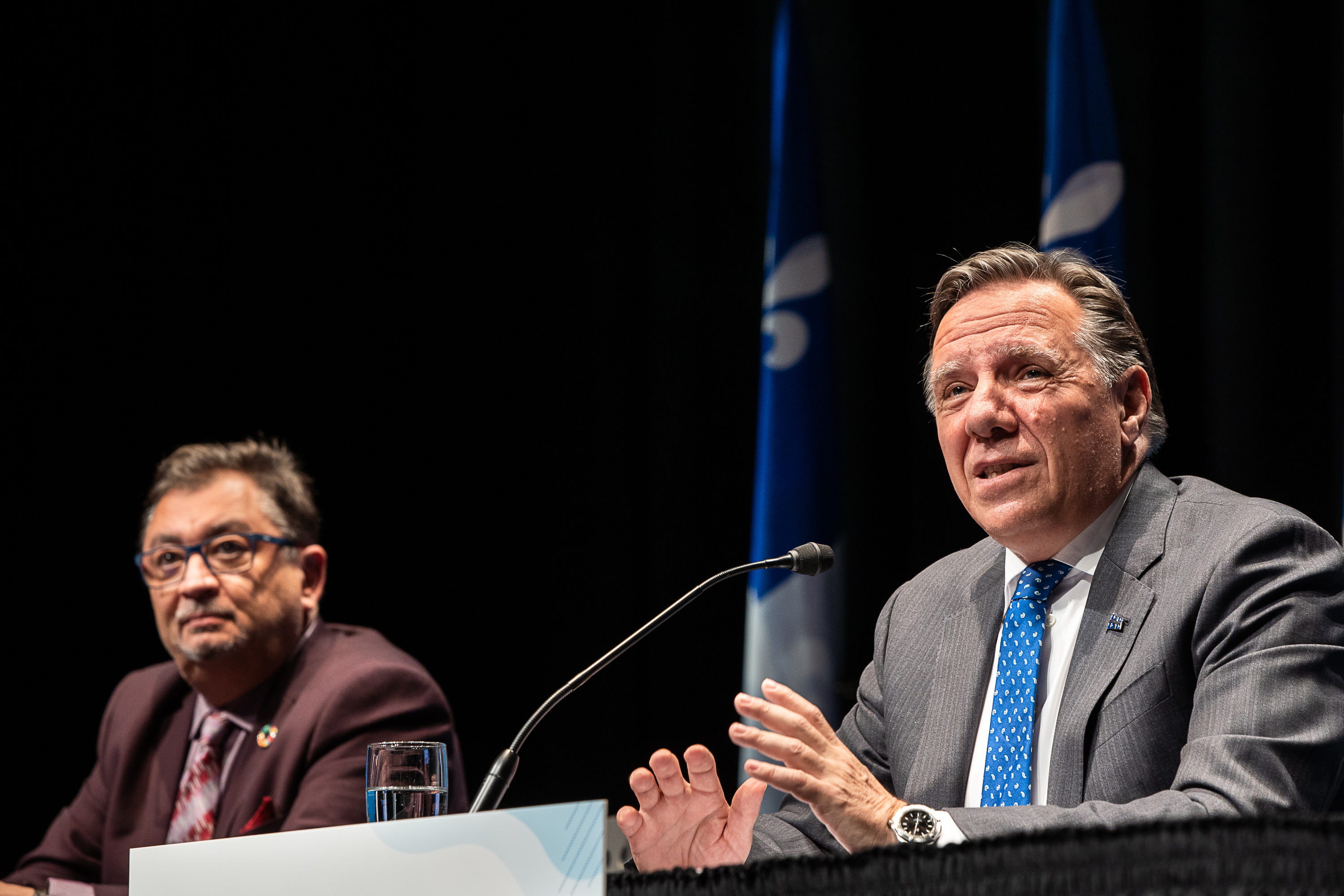 Le directeur national de santé publique, Horacio Arruda, et le premier ministre François Legault