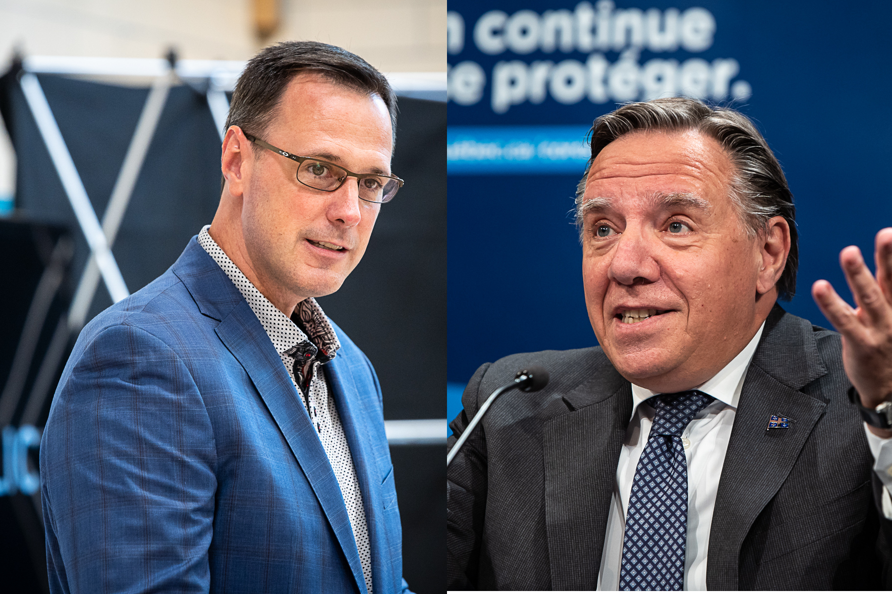 Le ministre de l'Éducation, Jean-François Roberge, et le premier ministre François Legault