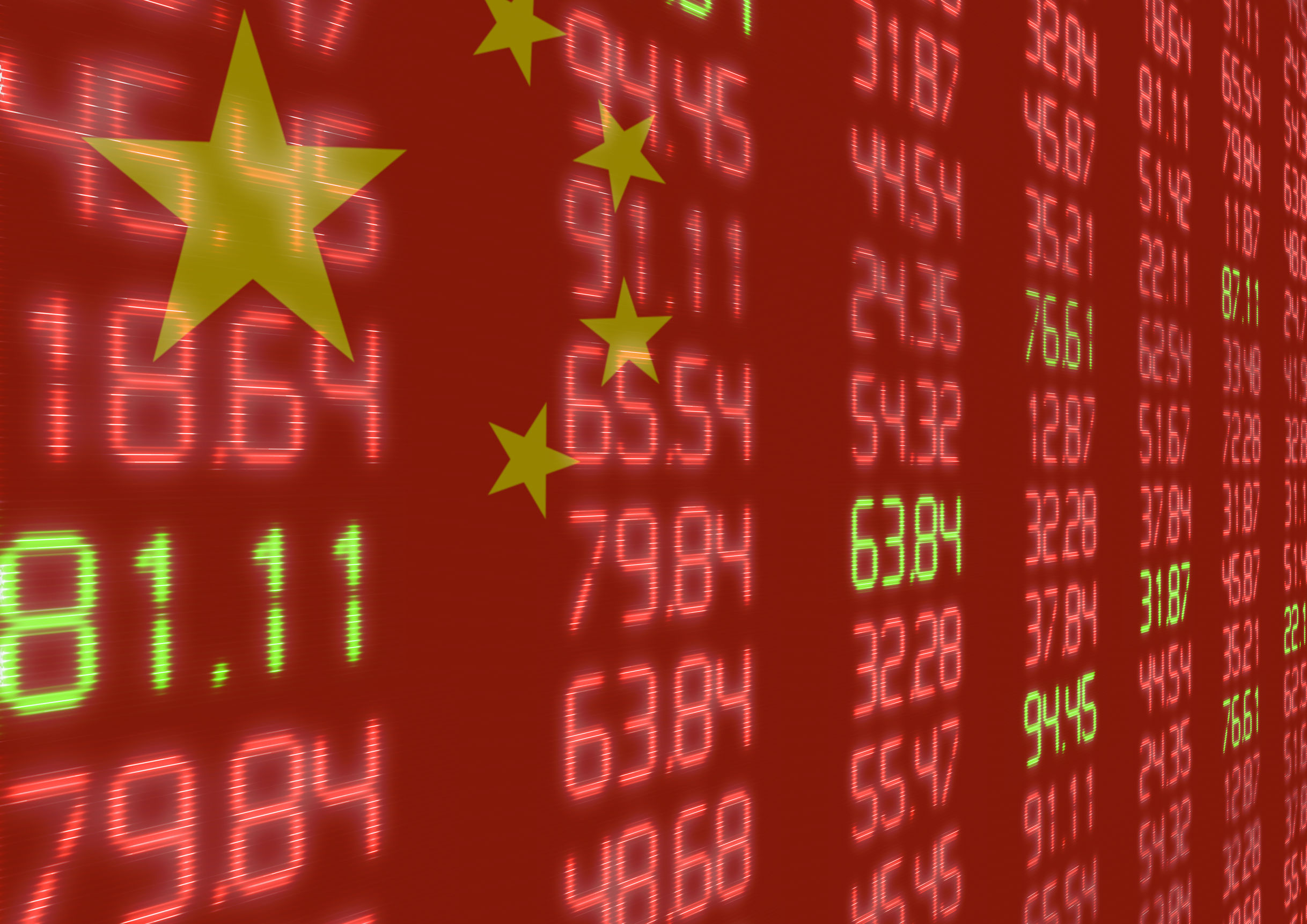 le drapeau chinois et le marché boursier