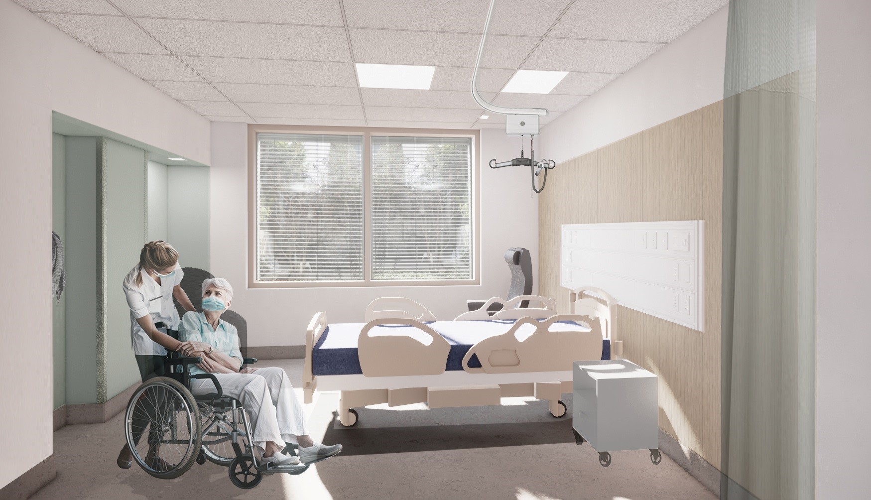 Le modèle d’une chambre individuelle une fois l’agrandissement de l’Hôpital de Verdun complété.