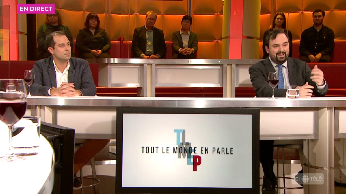 Le journaliste Thomas Gerbet et l'avocat Me Patrick Martin-Menard.