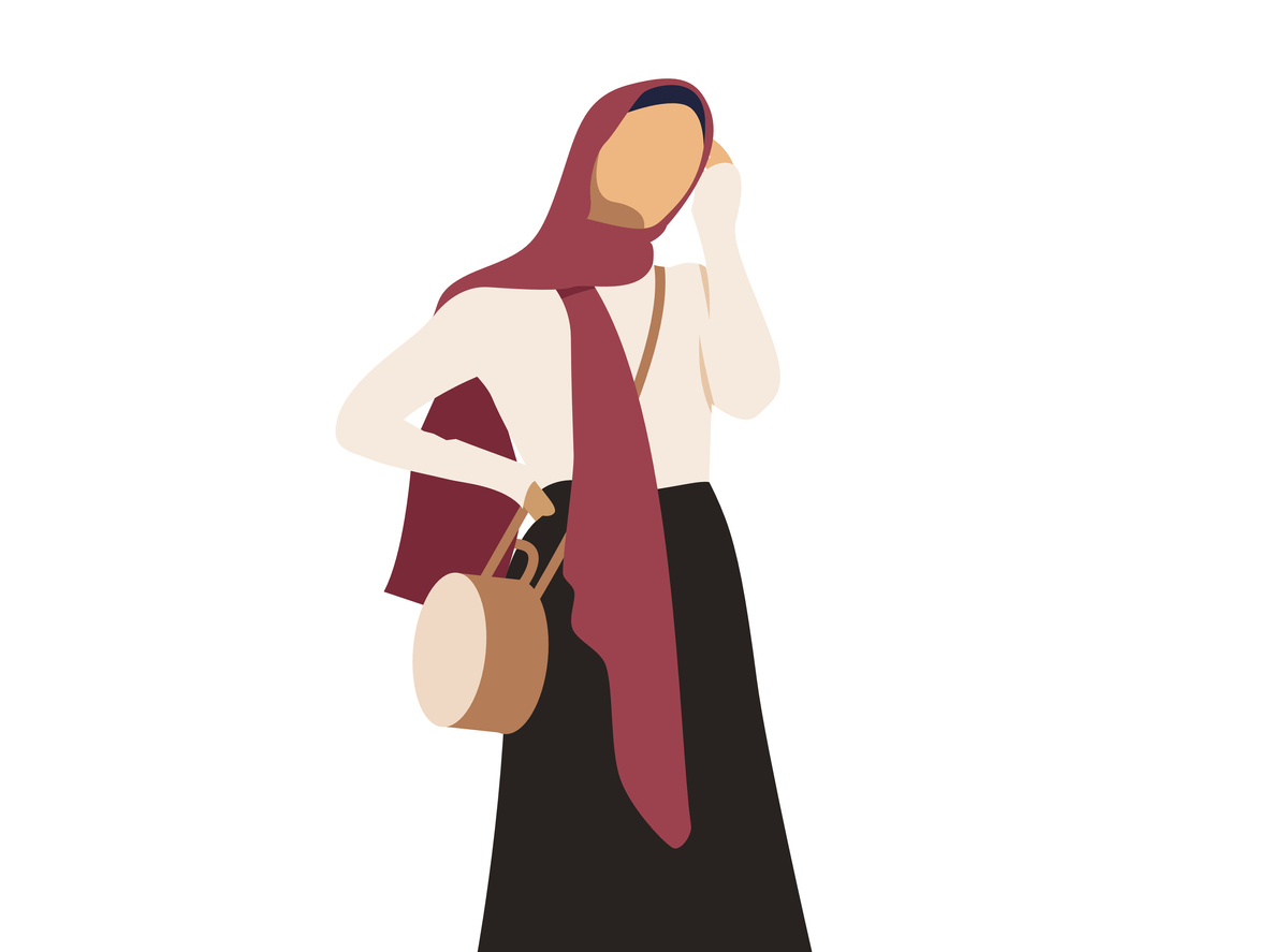 dessin, graphisme, d'une femme qui porte le voile hidjab