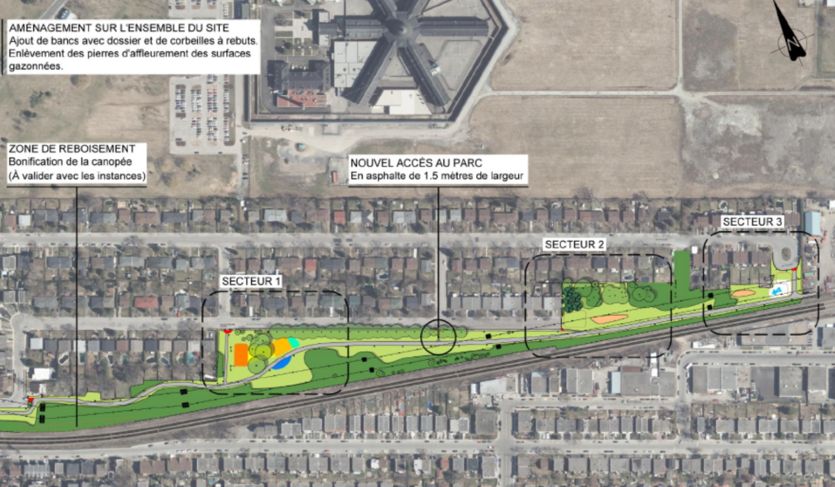 Le plan d'aménagement du parc Zotique-Racicot.