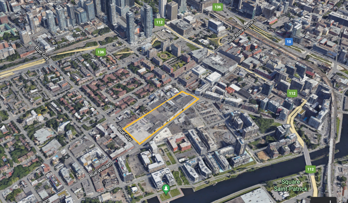 L'emplacement du terrain acheté dans Griffintown