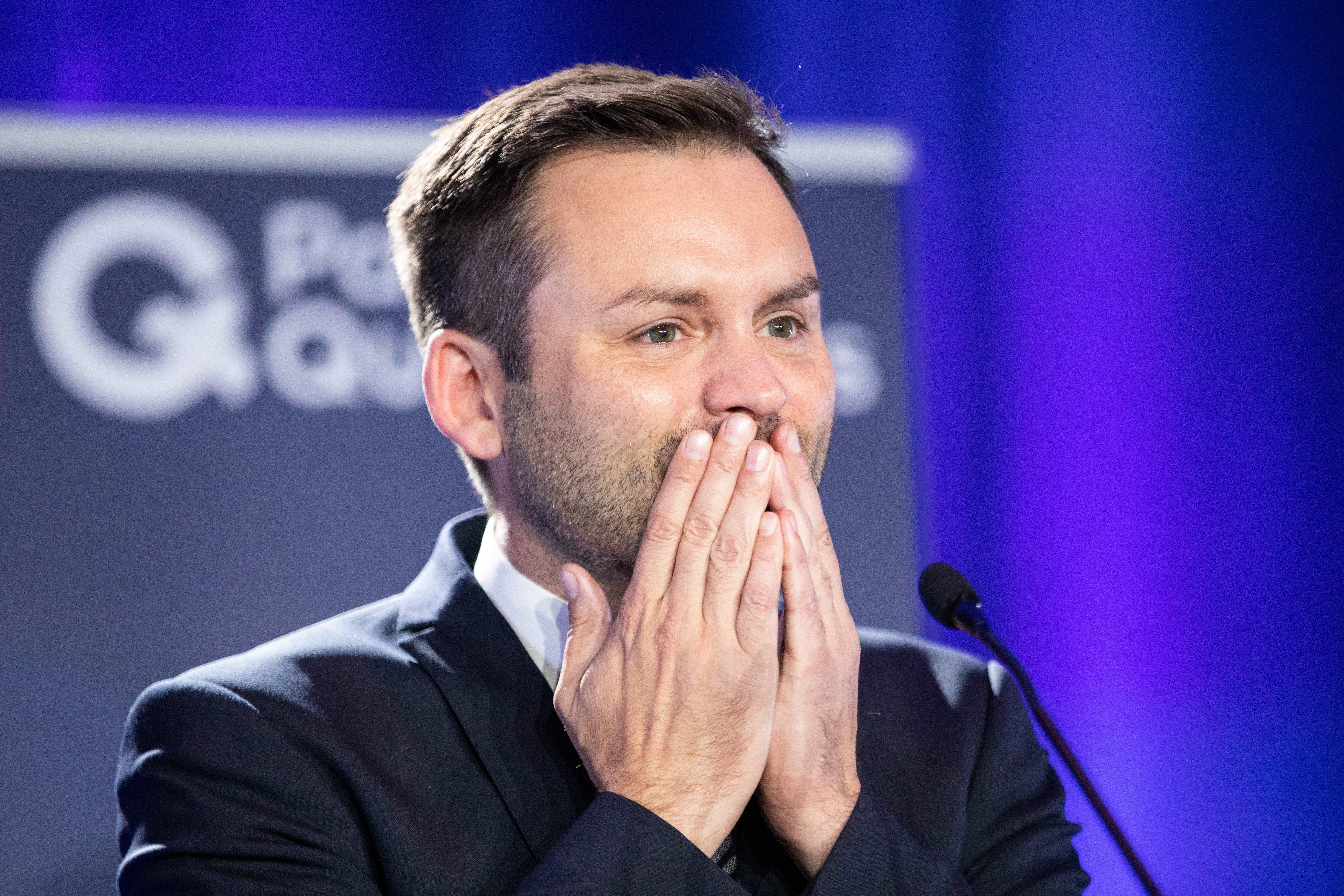 Paul St-Pierre Plamondon lors de son discours réclamant une réforme du mode de scrutin.