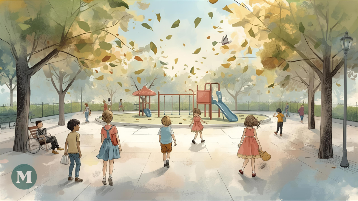 Une peinture affichant des enfants dans un parc. Image générée par l'intelligence artificielle.