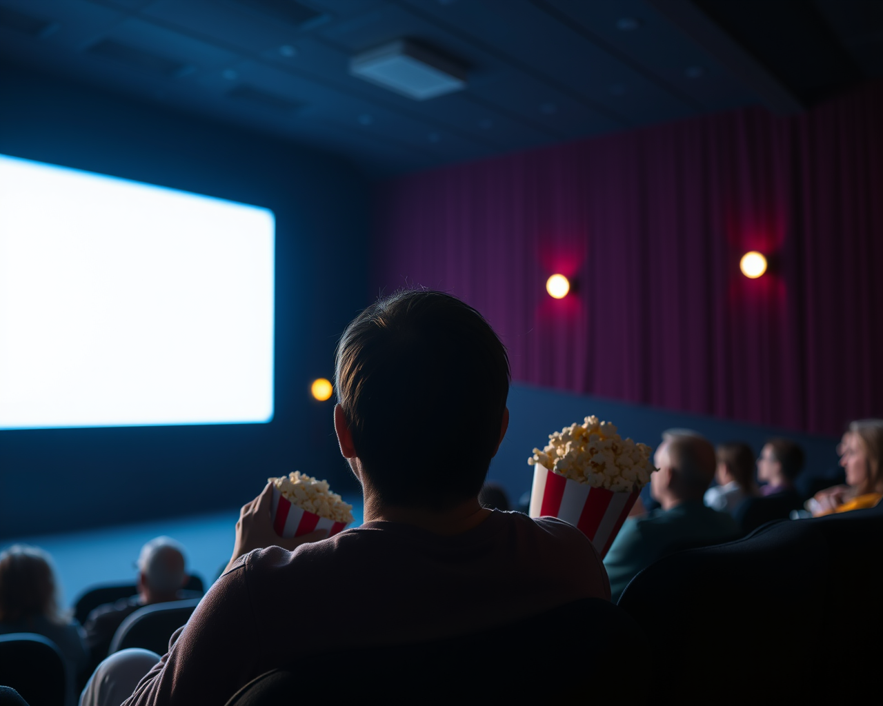 Une personne regarde un écran dans un cinéma.