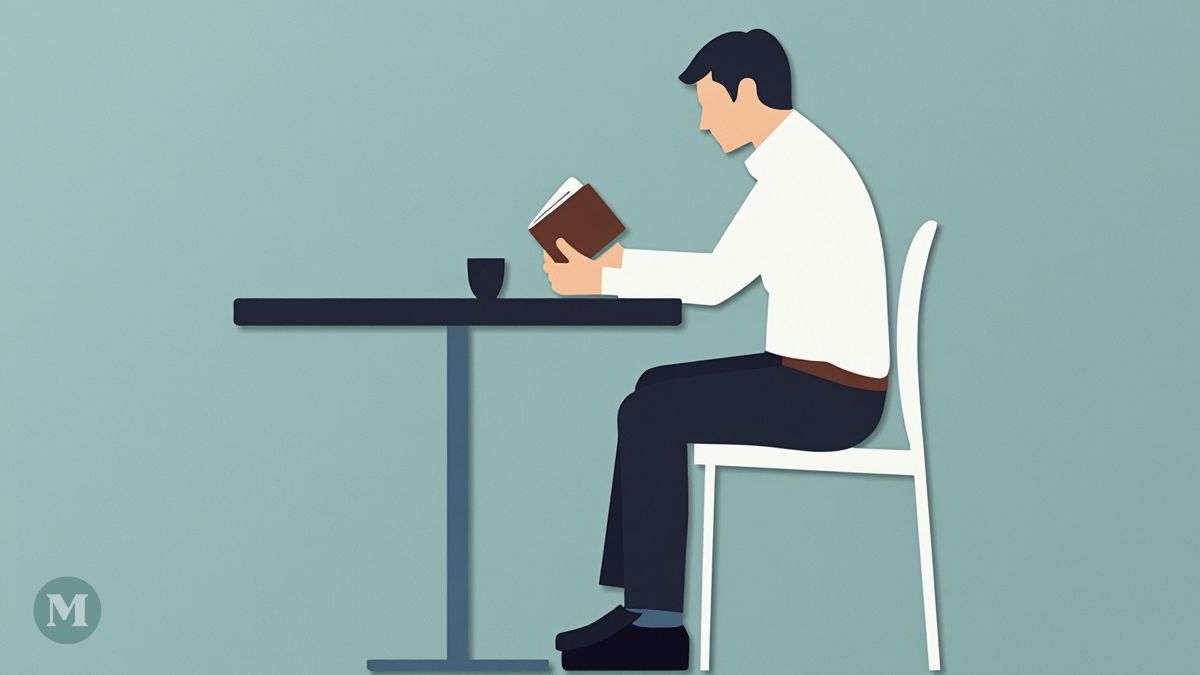 Image générée par l'intelligence artificielle montrant un homme assis à une table avec un portefeuille vide.