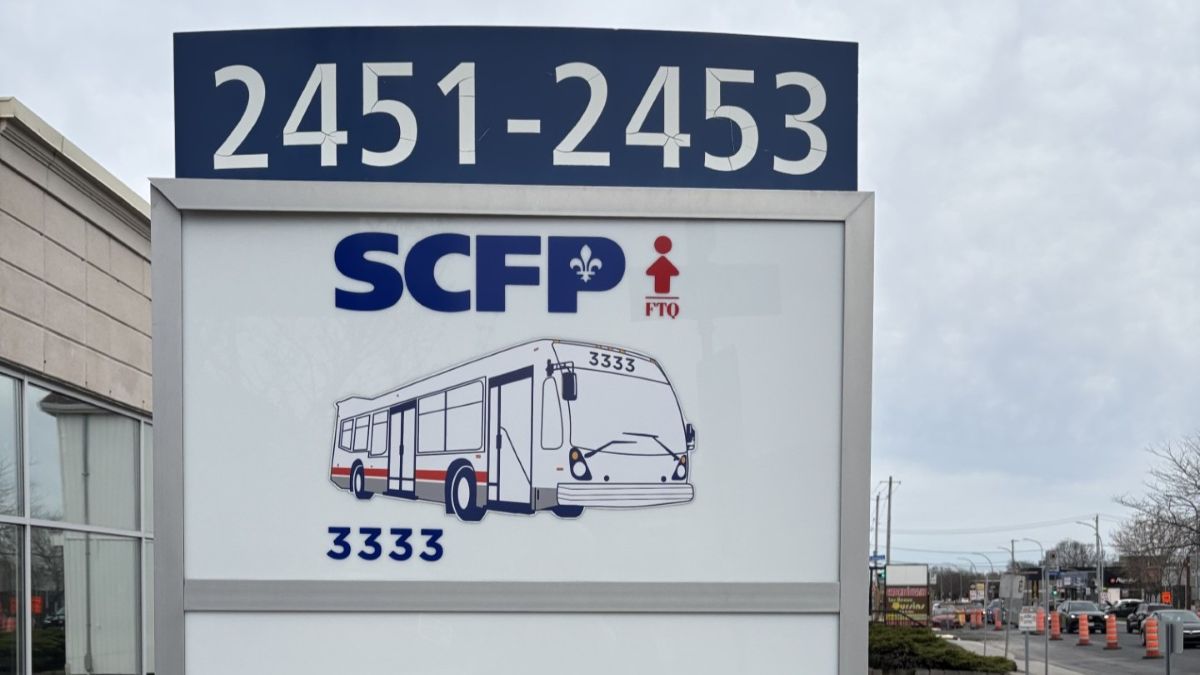 Affiche du local du syndicat des chauffeurs d'autobus du RTL.